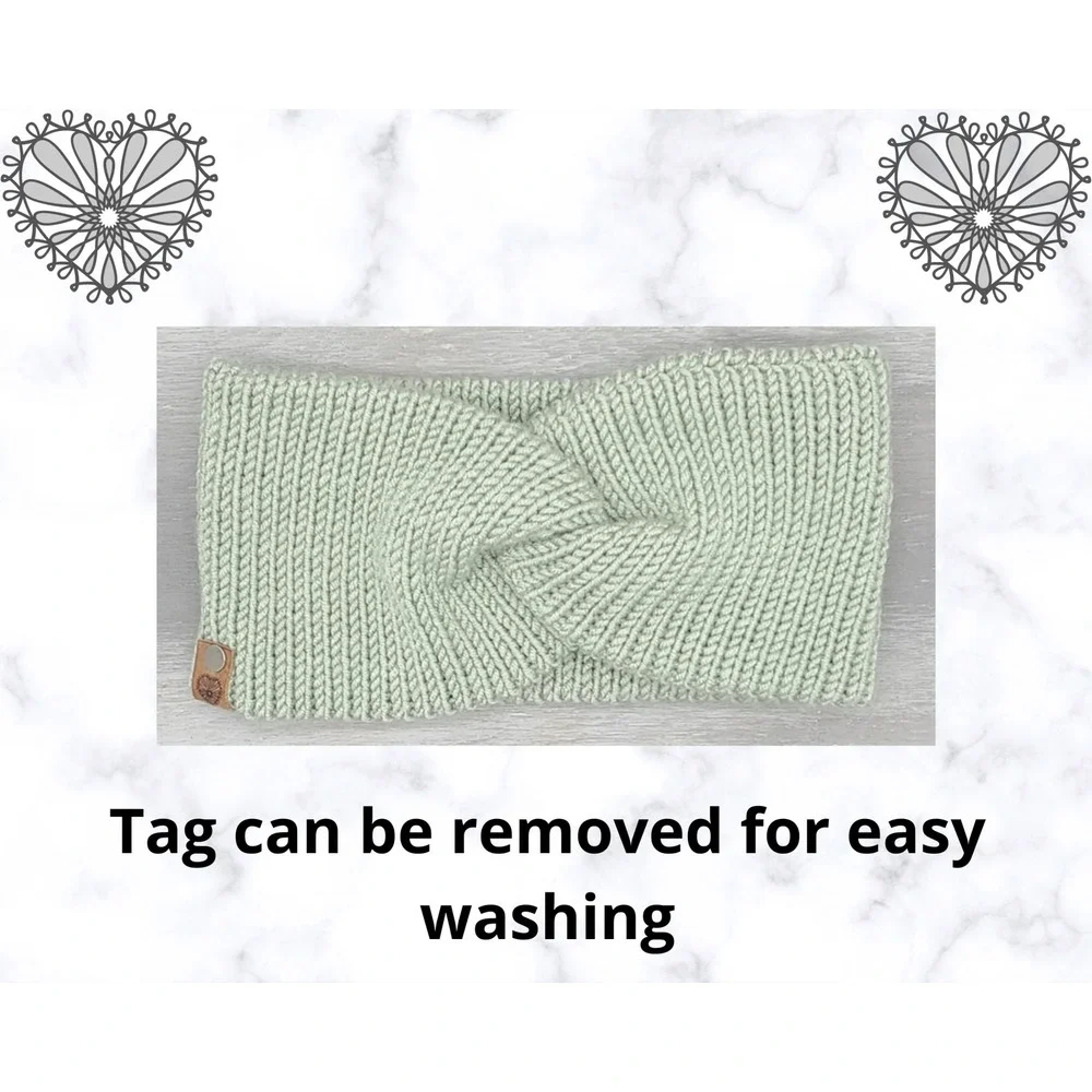 Handmade Knit Twisted‎ Headband | Green Winter Ear Warmer | Cozy Knit Hairband