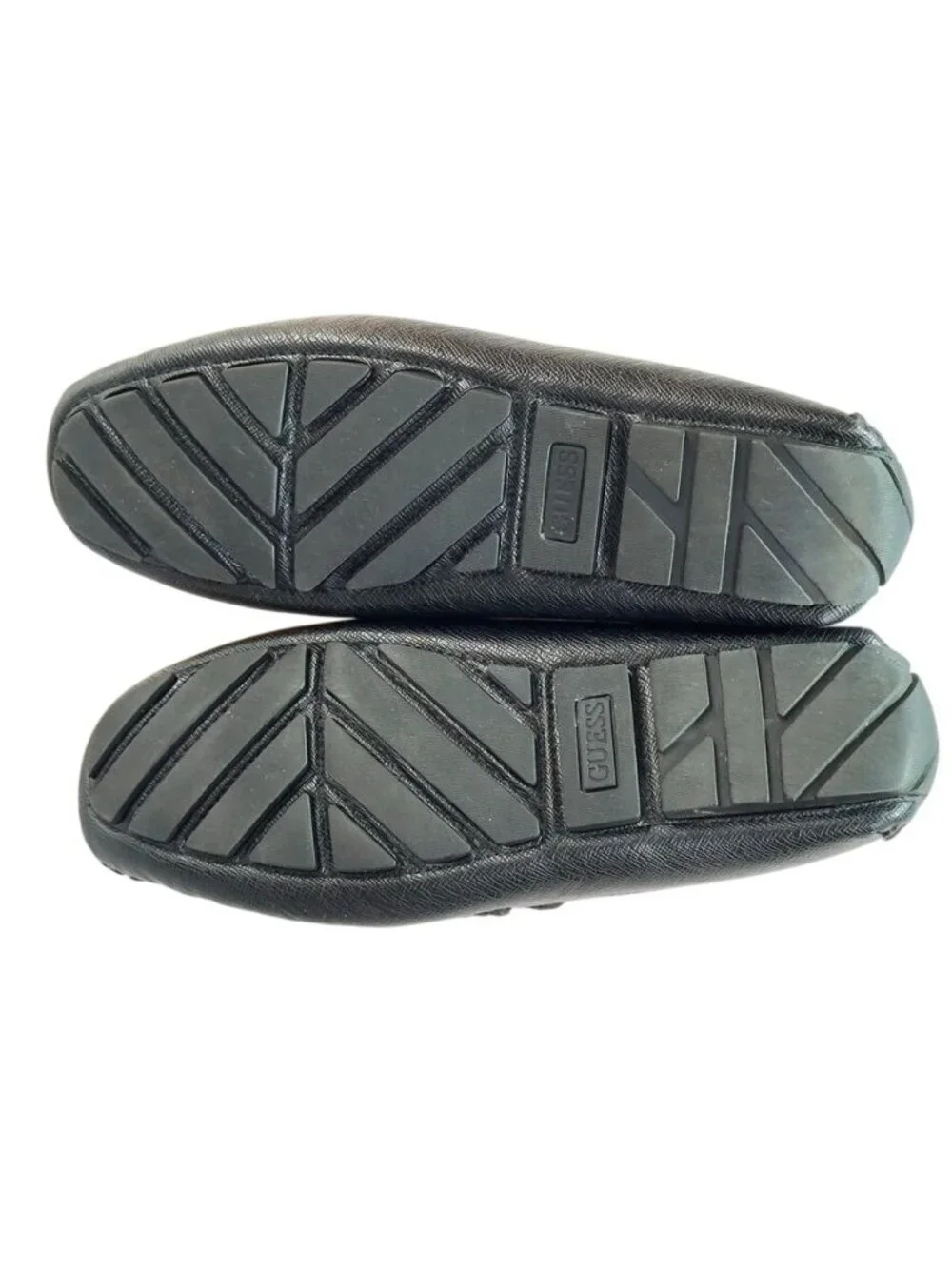 Mens Guess Black Loafers With Red Stripe & Metal G Logo Size 11