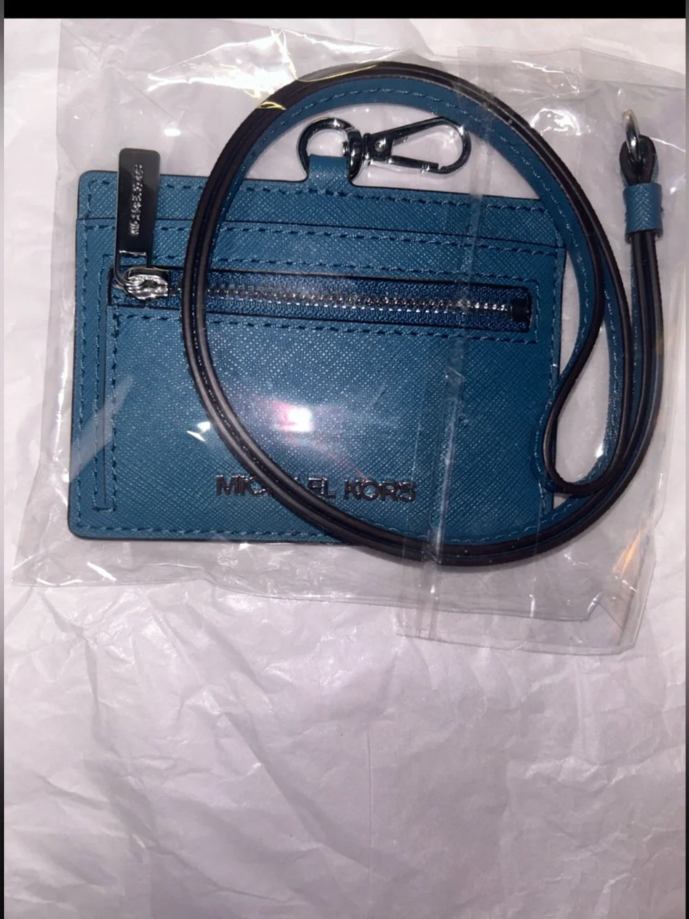 Micheal Kors card /Id holder,has zip pocket, clips onto bag,or lanyard NWOT