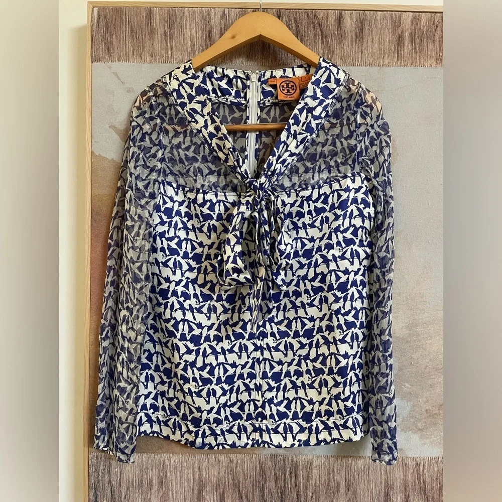 Tory Burch Birds on a Wire Women's Top Silk 4