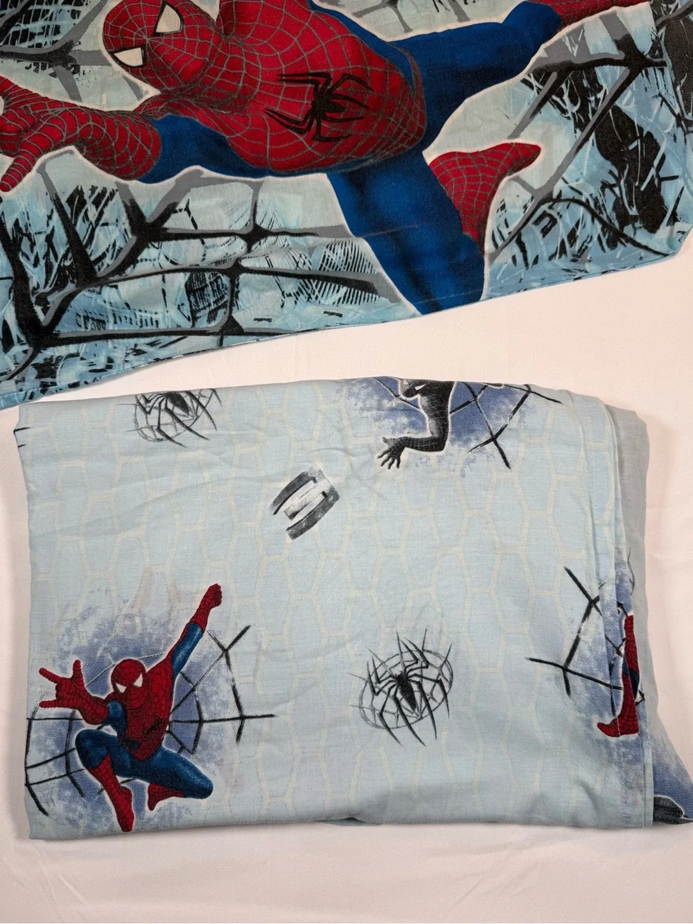 VINTAGE SPIDER-MAN 3 Boys Bedding Set Full Flat Sheet 2 Pillowcases Marvel 2007