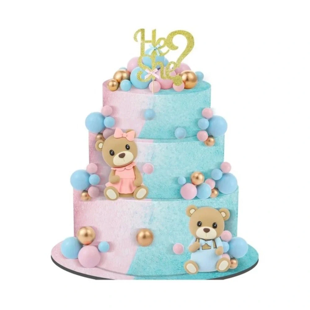 Gerrii  Gender Reveal Cake Topper Set, Includes He or She Cake Topper assortment