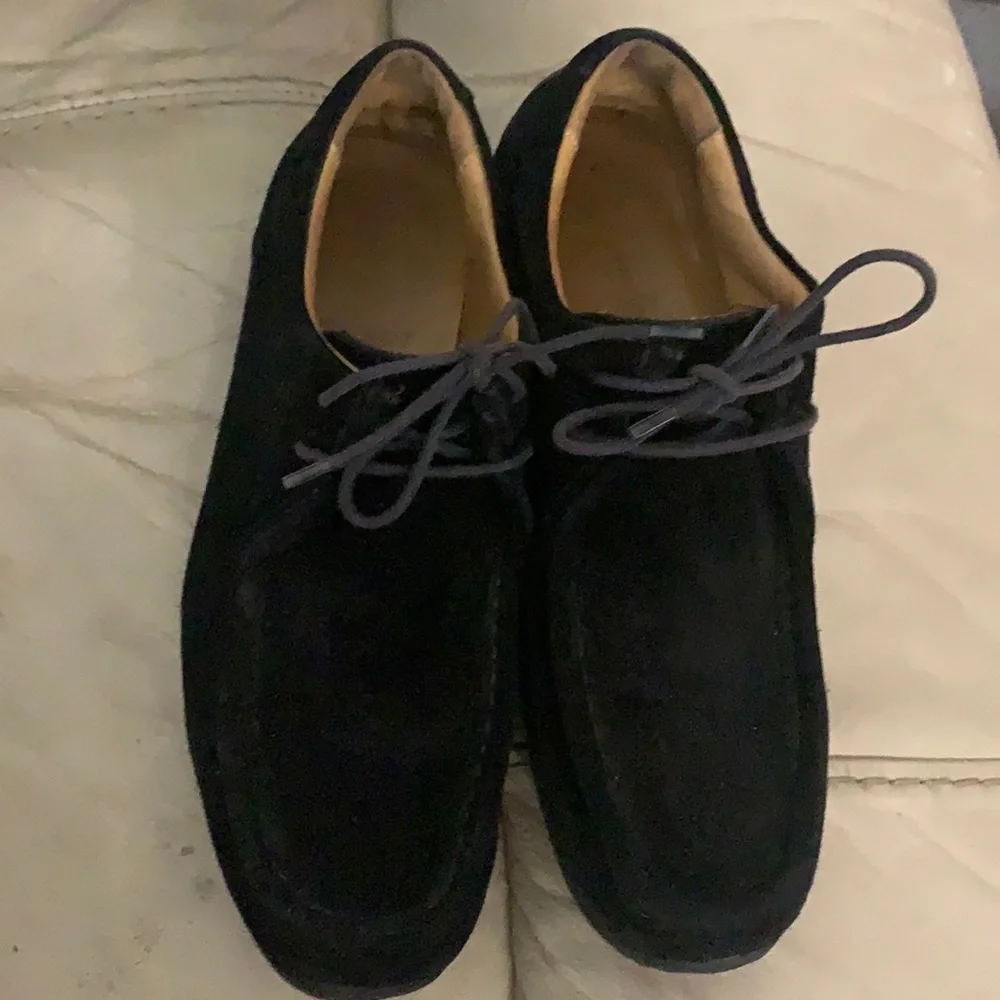 Bally Darly Suede Black‎ Lace-Up Square Oxford Platform Shoes M6.5 6 1/2