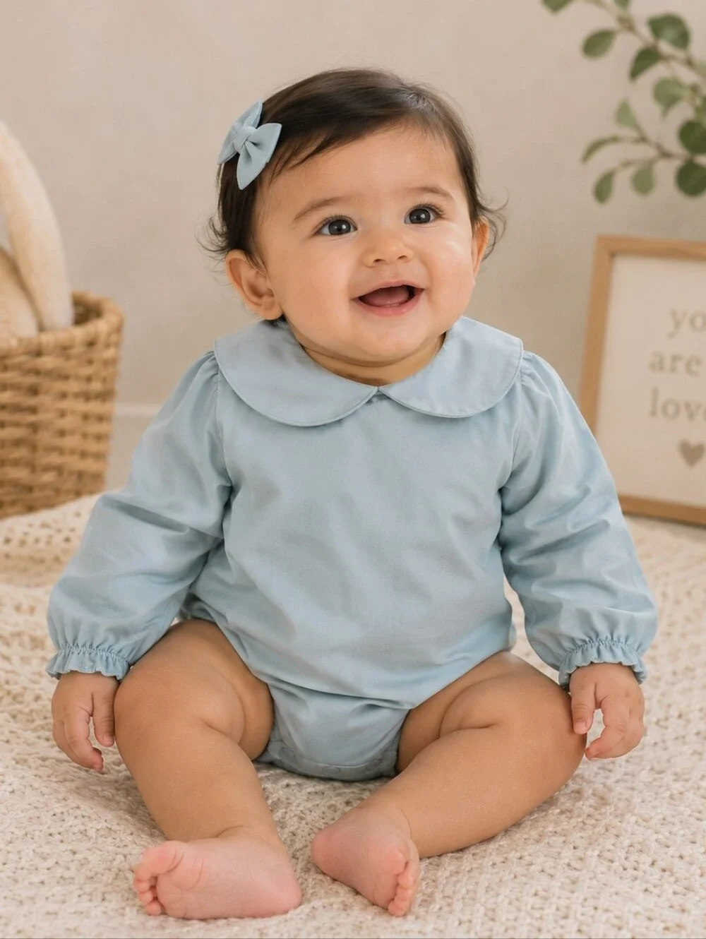 NWT TBBC The Beaufort Bonnet Company Blue Bubble Romper 6-12M
