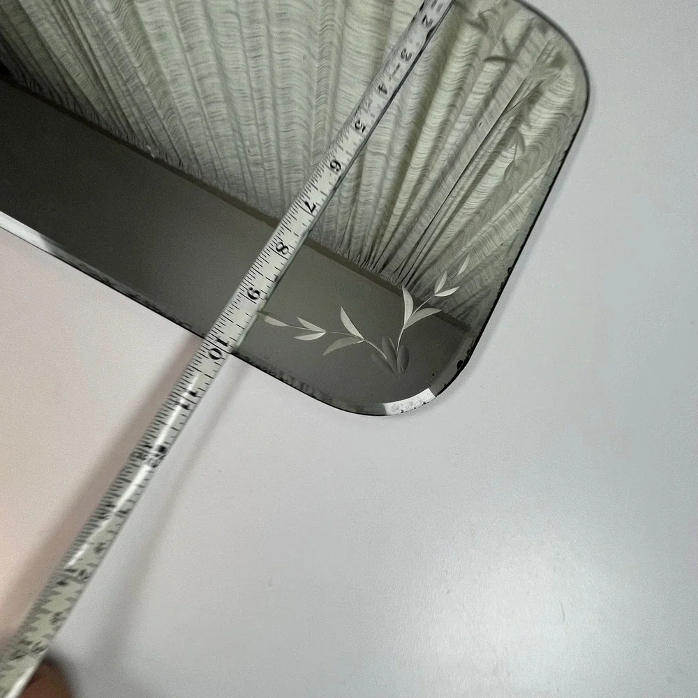 Mirror Vanity Tray Silver 18x10 Etched Floral Beveled VTG MCM