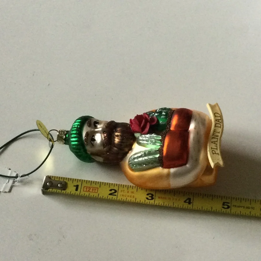 CODY FOSTER PLANT DAD GLASS CHRISTMAS ORNAMENT NEW IN BOX 5” x 2.5”