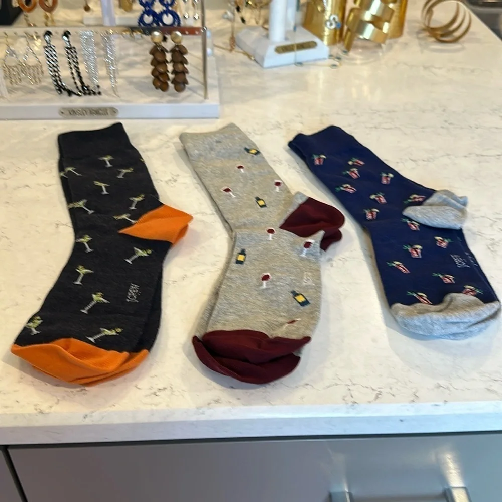 J Crew 3 pack Party drinks socks​