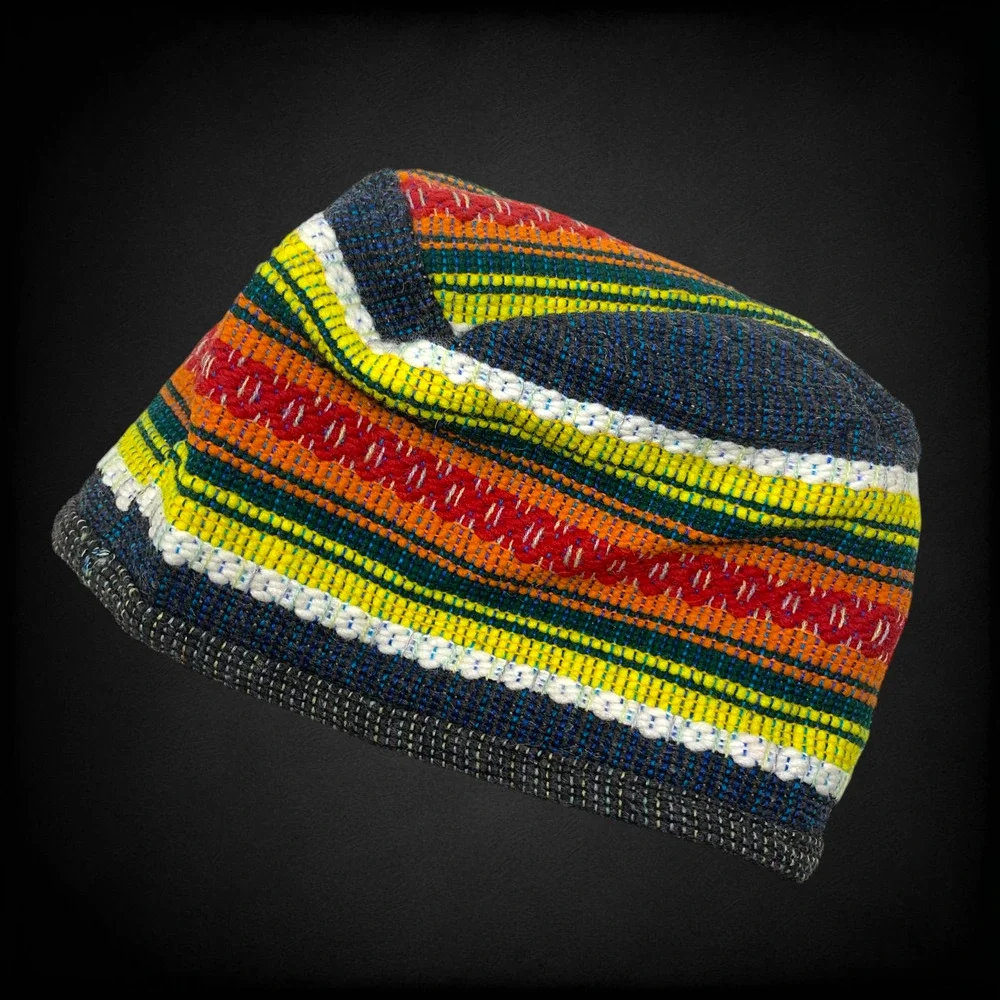 Vintage Guatemalan Woven Textile Pillbox Bucket Hat Artisan Handmade Multicolor
