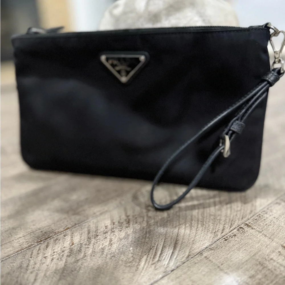 Prada Black Saffiano and Nylon Pouch - 100% AUTHENTIC