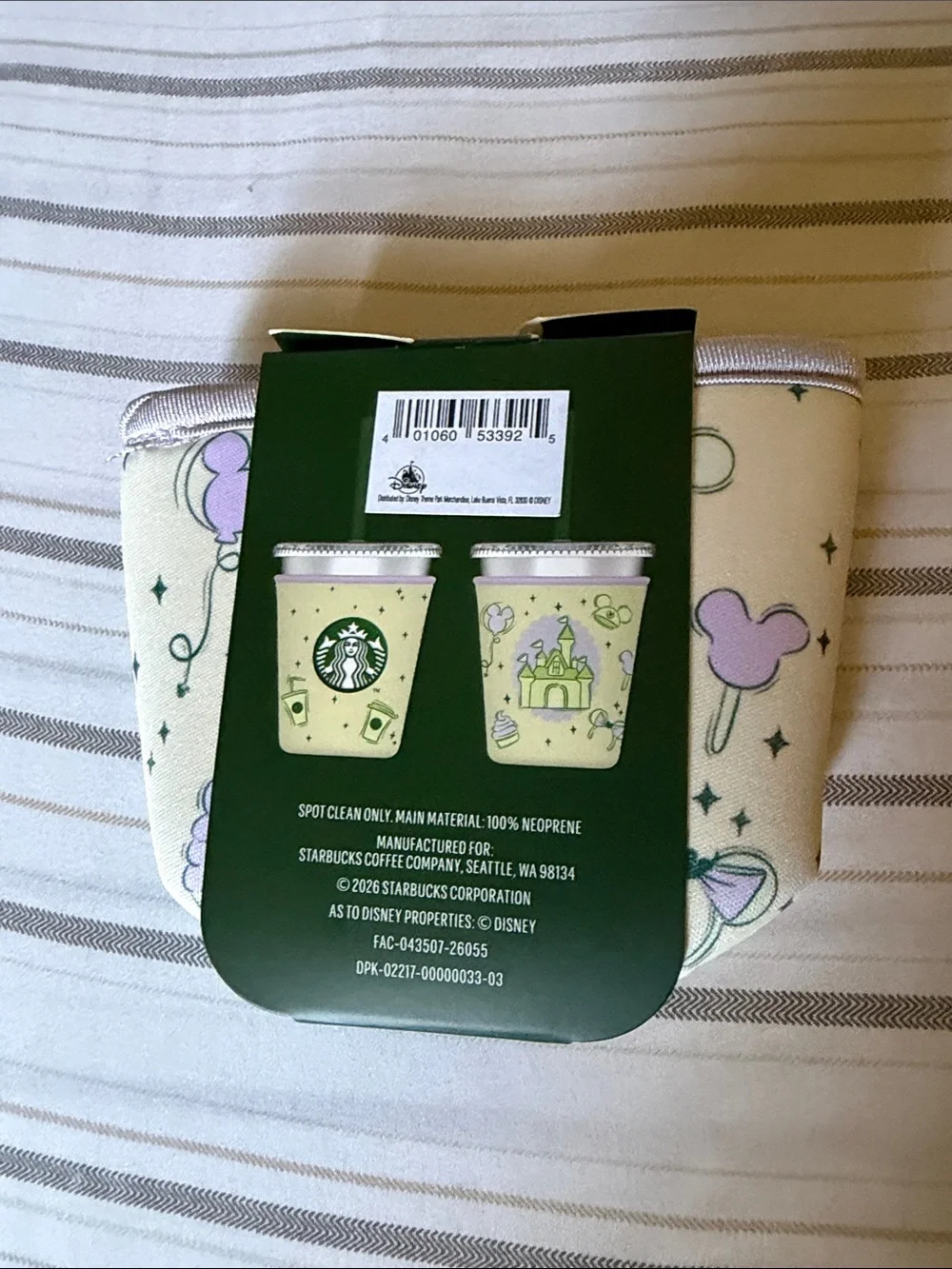 Starbucks Cream and Green Fabric Cup Sleeve