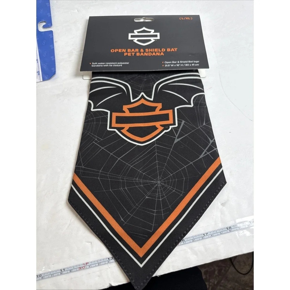 Harley-Davidson Open Bar & Bat Shield Pet Halloween‎ Bandana - Large/XL , Black
