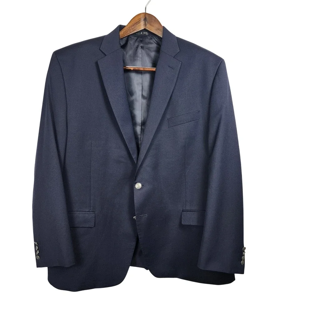 Michael Michael Kors Mens Navy Blue Wool Blend Blazer Sport Coat 50R Casual Work