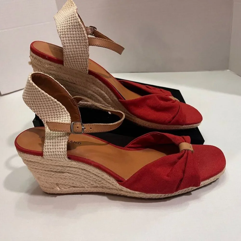 Lucky Brand Red Canvas Espadrille Wedge Sandals – Size 11