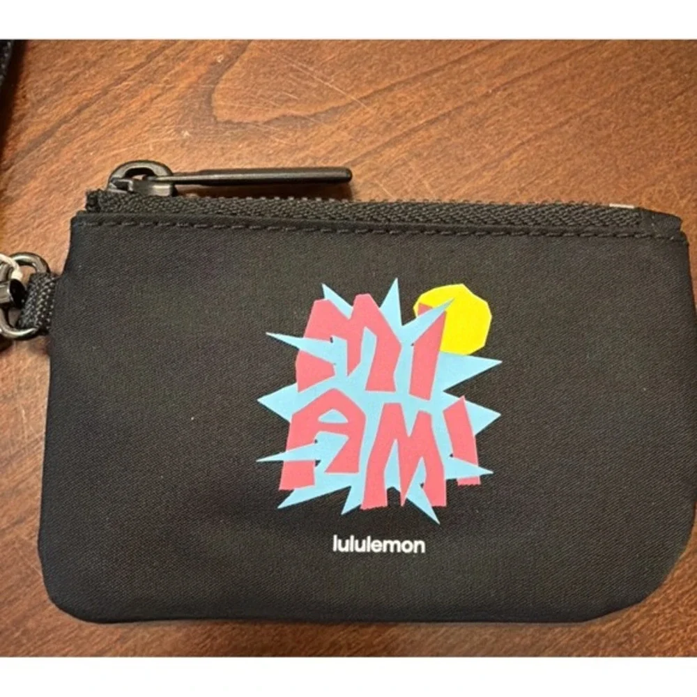 Lululemon Dual Black Pouch‎ with Miami Colorful Graphic Wristlet NWT New