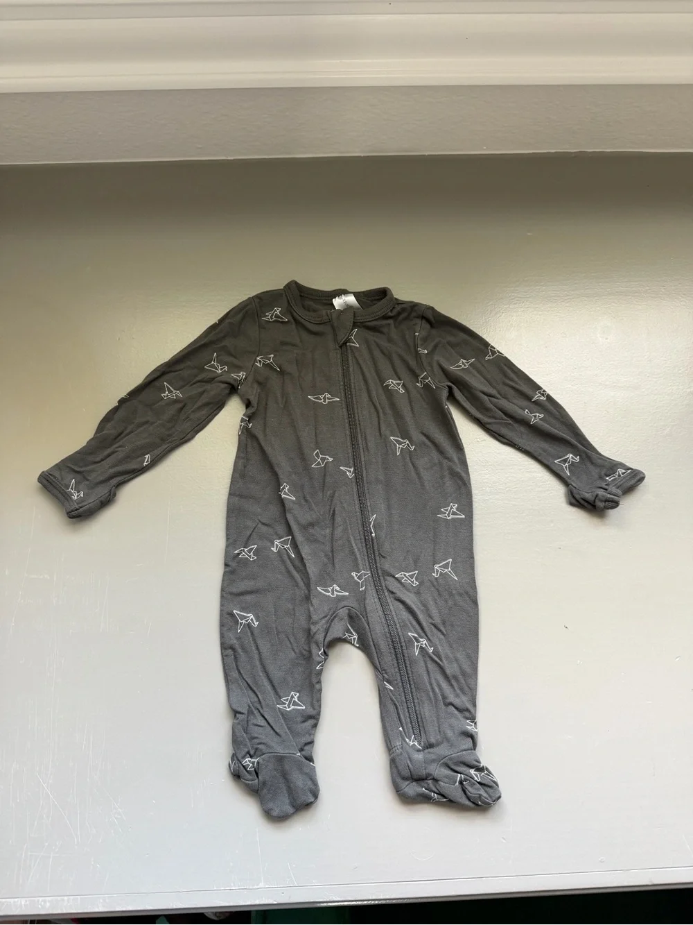 Gray Baby Footed One-Piece