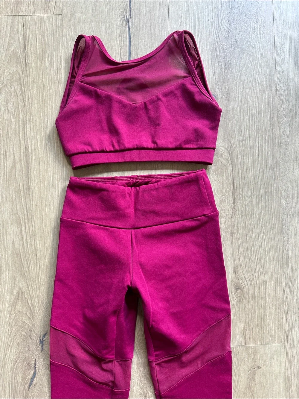 Girls' Bright Fuchsia Dance Set — Crop Top & High-Waist Leggings