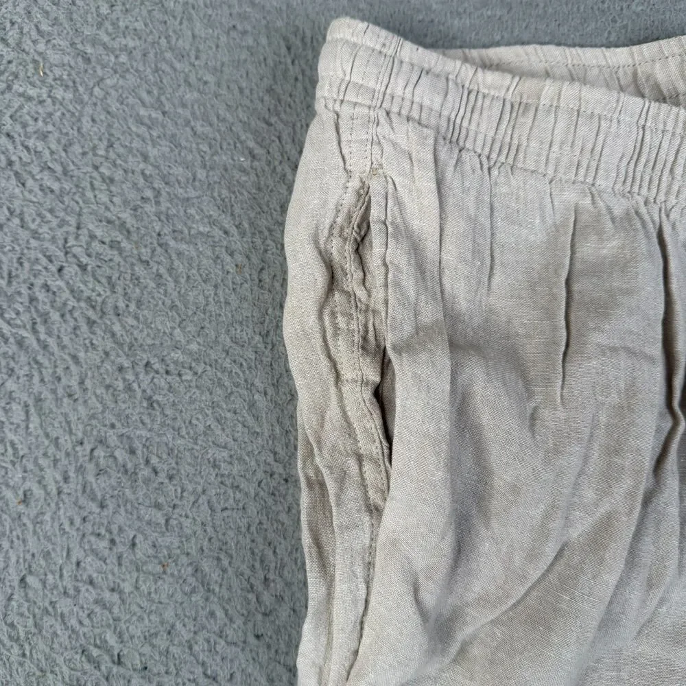LINEN CHINO  Pants Mens M Beige Pull On Casual Beachy Resort Coastal Panama Jack