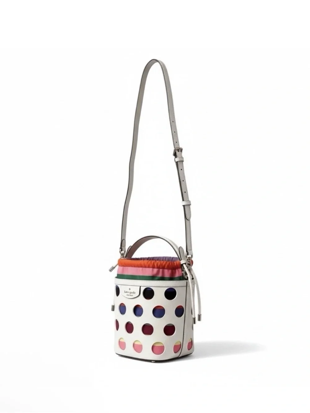 KWOT Kate Spade Pippa Perforated Dot Leather Bucket Bag with Multicolor Liner