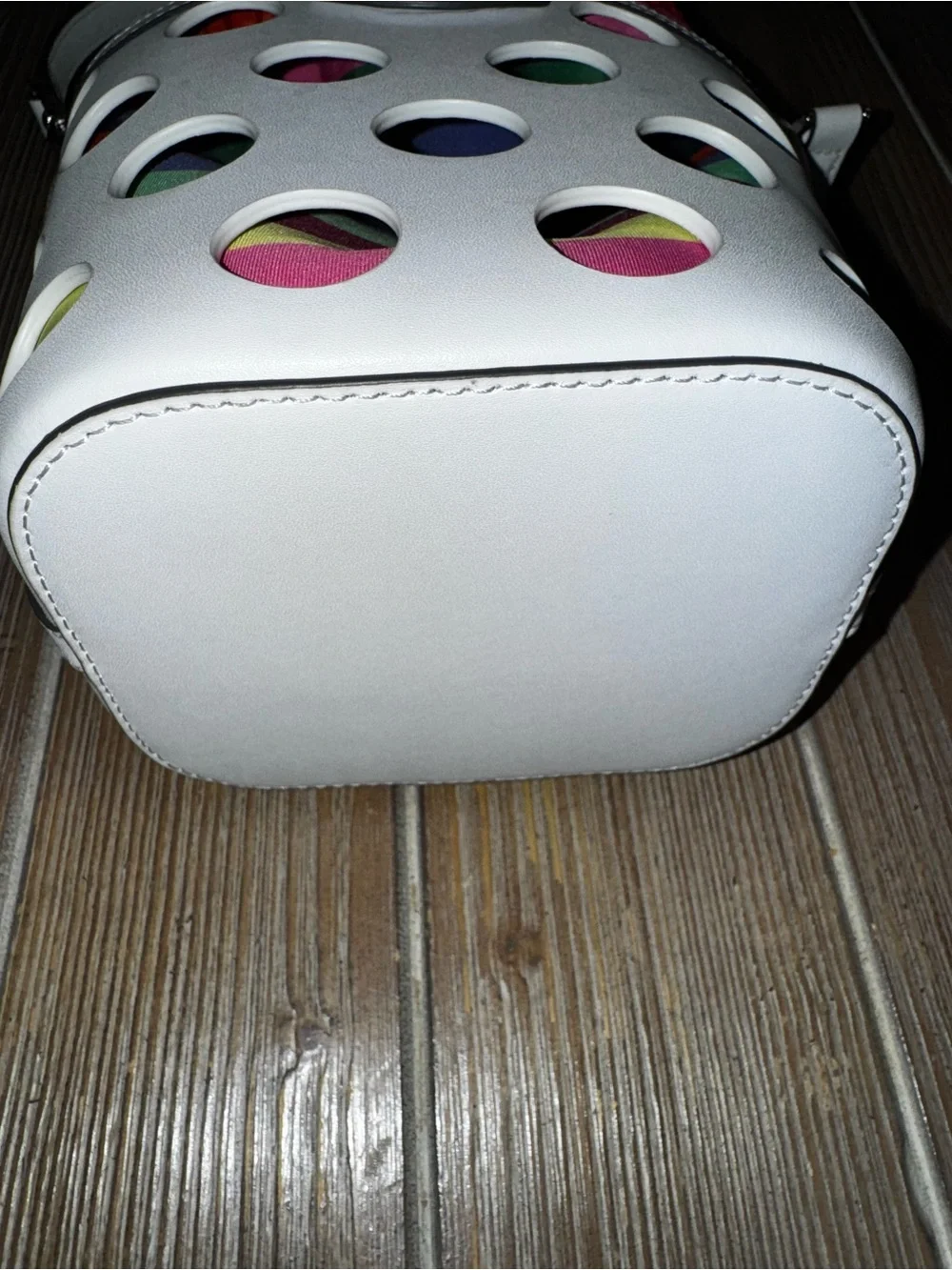 KWOT Kate Spade Pippa Perforated Dot Leather Bucket Bag with Multicolor Liner