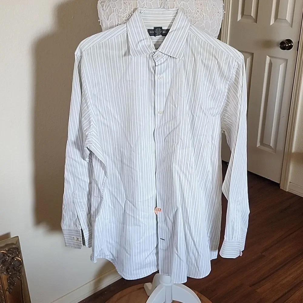 Banana Republic Button Down Dress Corporate Preppy Pin Striped Shirt Size Large