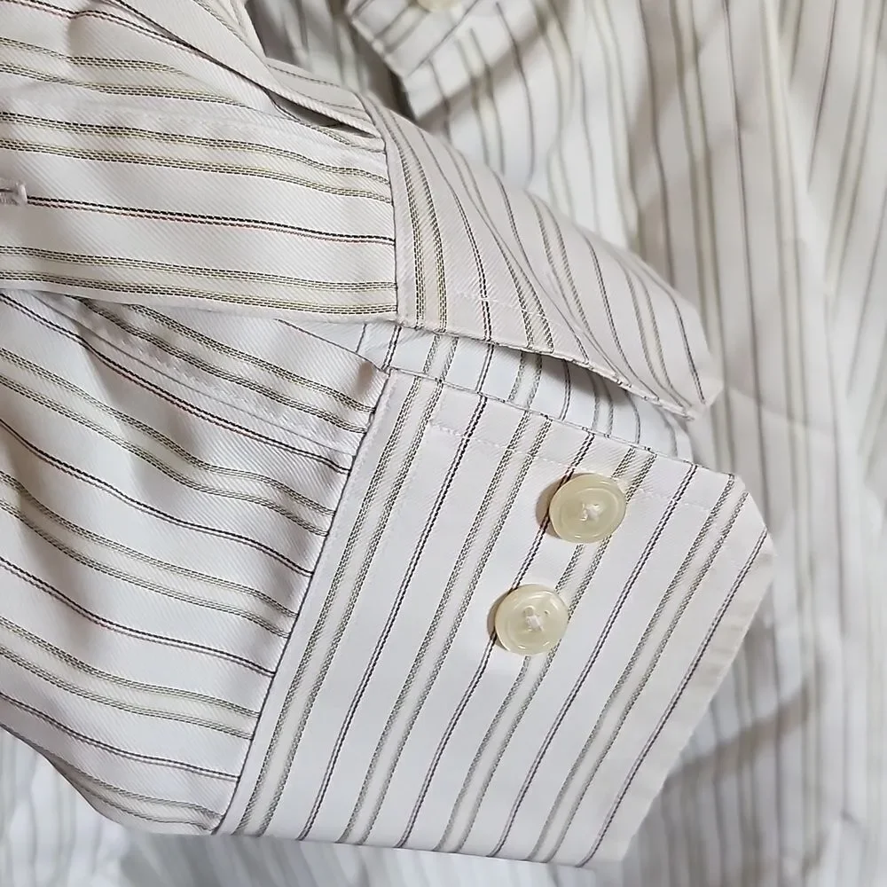 Banana Republic Button Down Dress Corporate Preppy Pin Striped Shirt Size Large