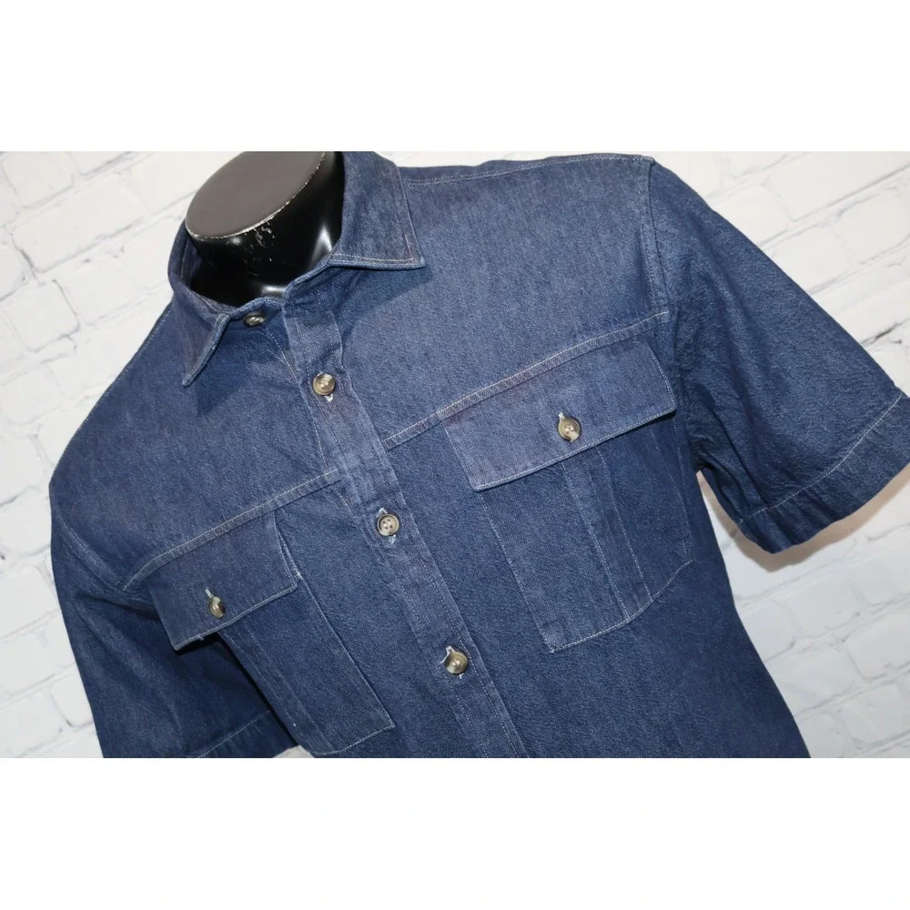 Banana Republic Denim Shirt Mens XL Blue Jean Short Sleeve Utility Workwear