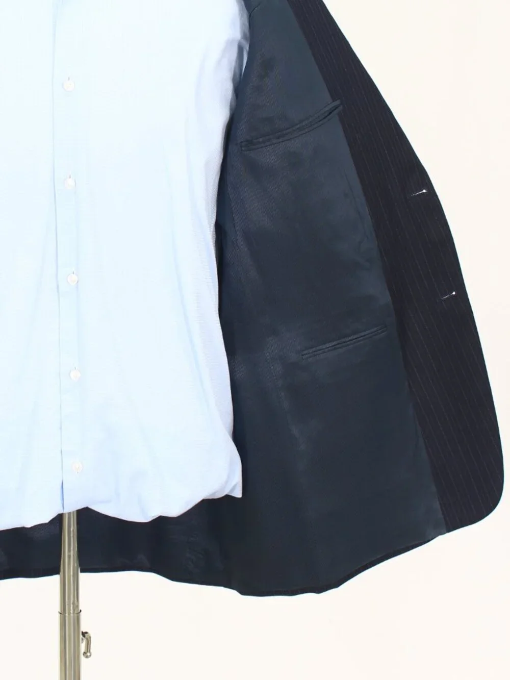 Burberry 41S 36x26 Navy Full Suit 2-Button Stripe R925