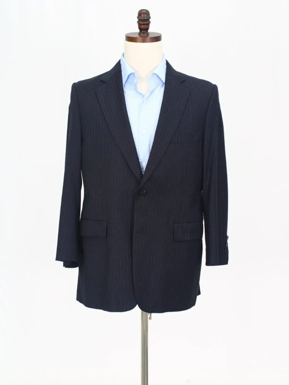 Burberry 41S 36x26 Navy Full Suit 2-Button Stripe R925