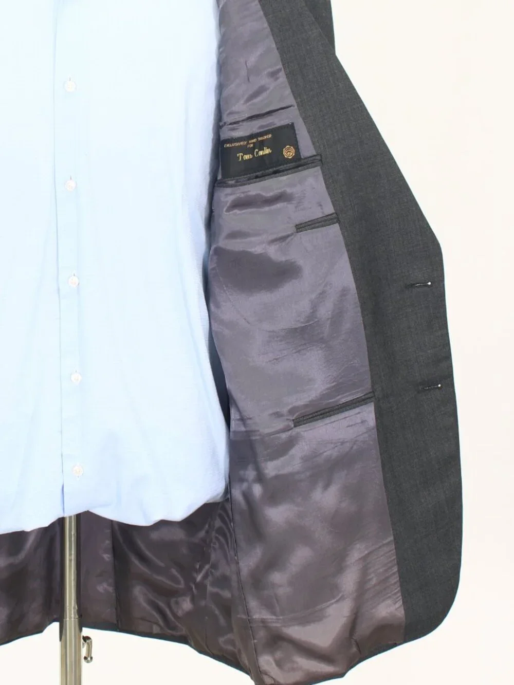 Tom James 46L 40x29 Gray Full Suit 2-Button Solid R926