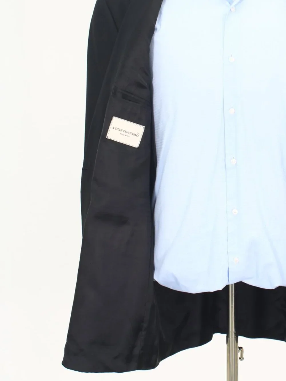 Pronto Uomo 44L 38x30 Black Full Suit Double-Breasted Solid R928