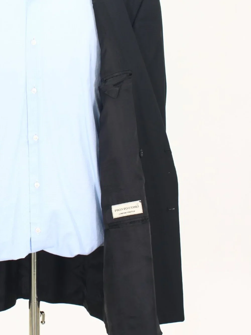Pronto Uomo 44L 38x30 Black Full Suit Double-Breasted Solid R928