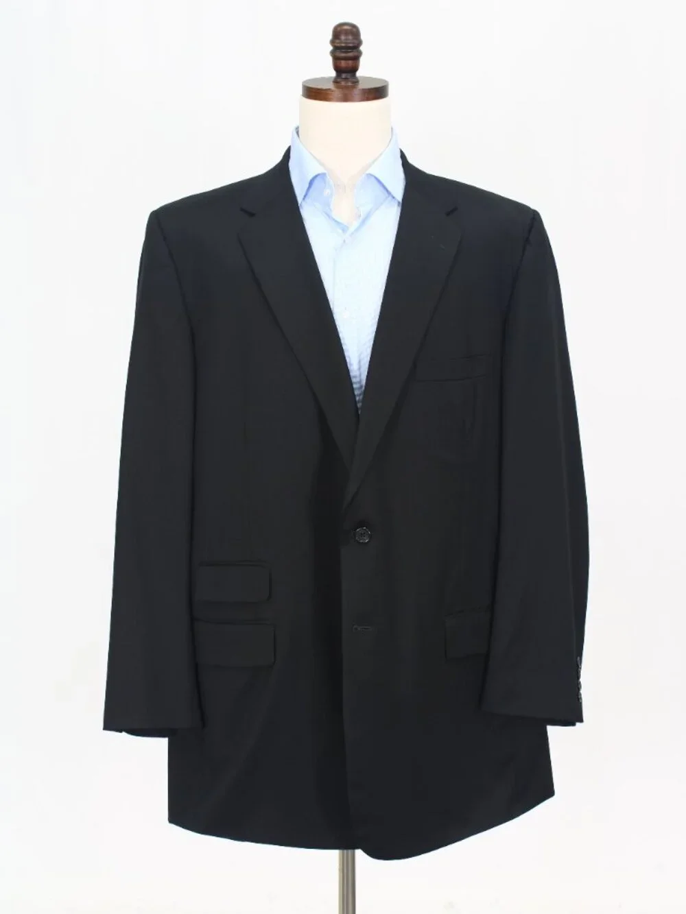 Bespoke 50L 44x32 Black Full Suit 2-Button Solid R933