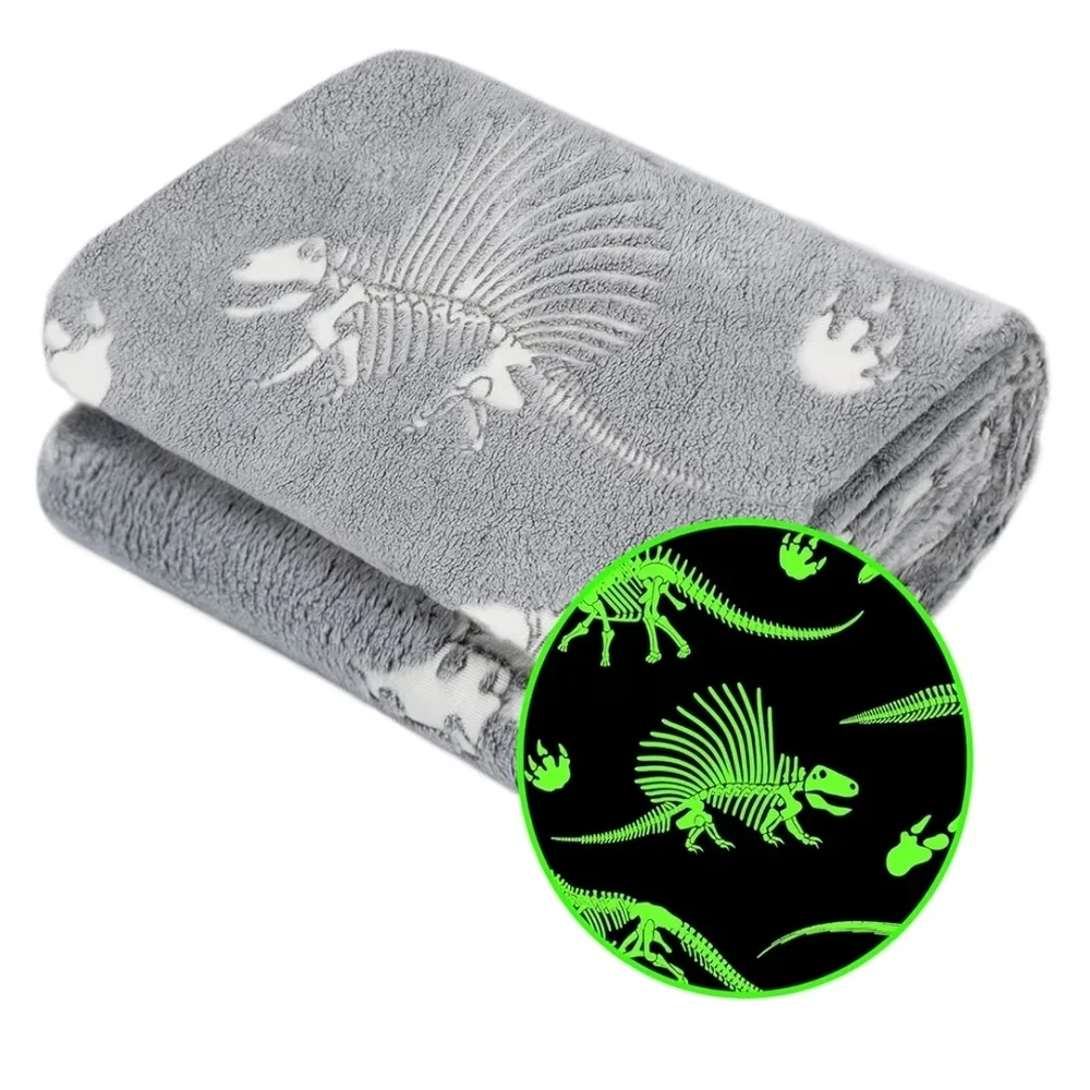 Gray Dinosaur Skeleton Blanket