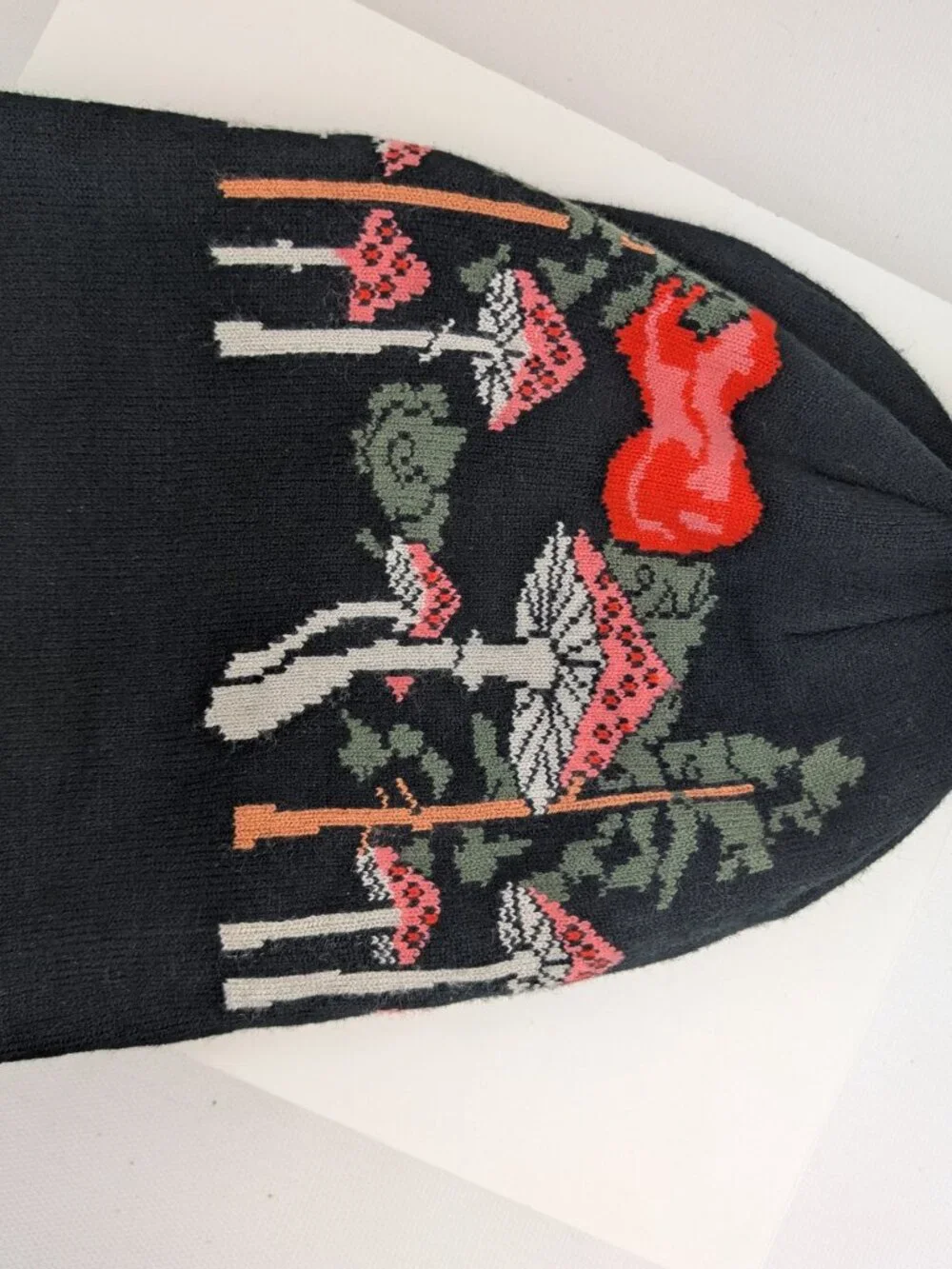 NEFF Mushroom Beanie Black with Green Pom Pom Cap Knit Hat Acrylic Unisex