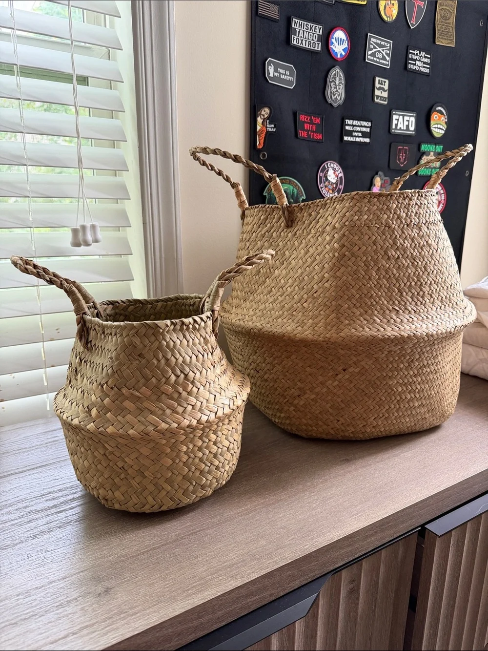 Natural Seagrass Woven Storage Basket with Handles - Neutral
