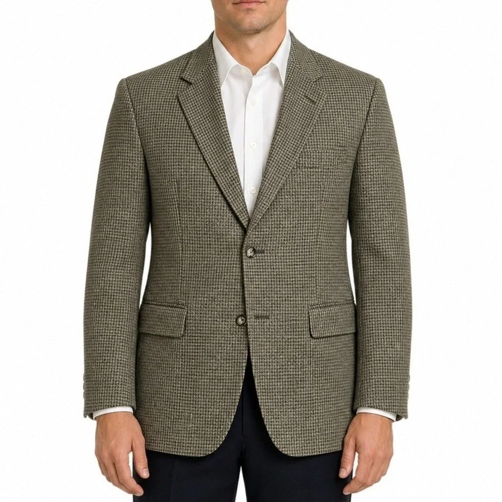 Warren Sewell Mens 44R Western Blazer Brown Houndstooth Wool Blend Sport‎ Coat