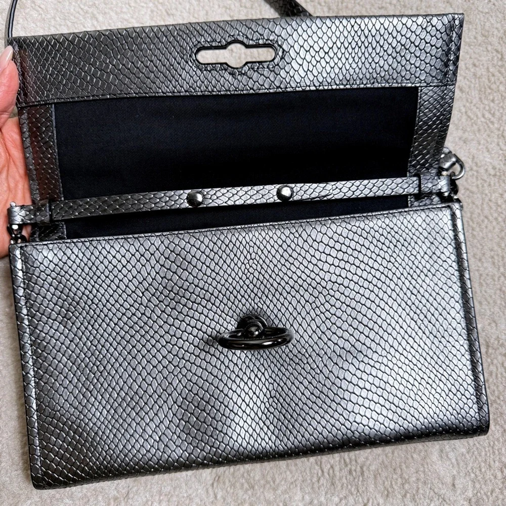 Rebecca Minkoff Jean Convertible Crossbody Bag Clutch Snake Embossed Leather