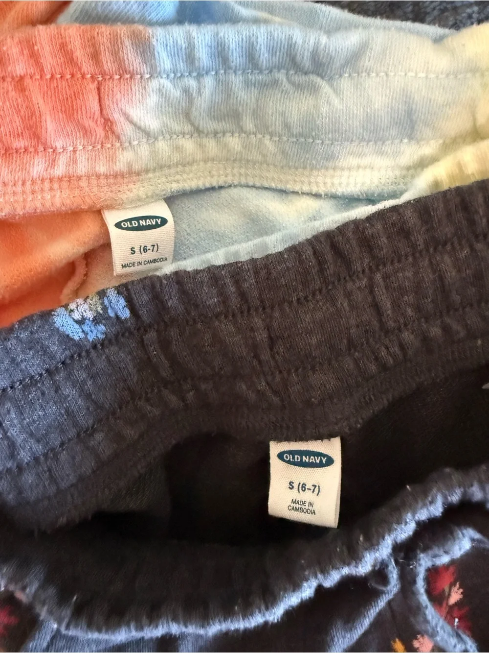 Old Navy Girl’s Black Floral Lounge Shorts & Tie-Dye Pastel Shorts-Set of 2