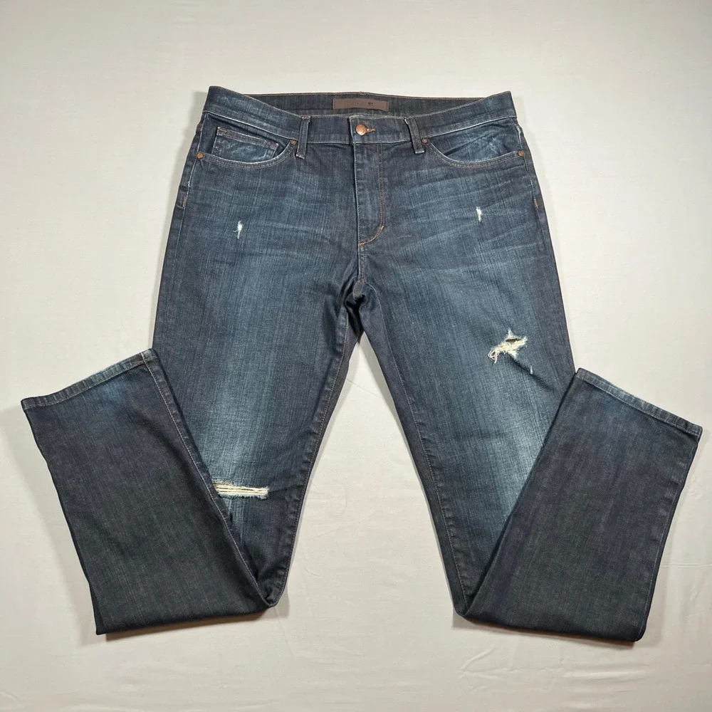 Joe's Jeans Mens 36 Brixton Straight Narrow Distressed Blue Dark Wash Denim