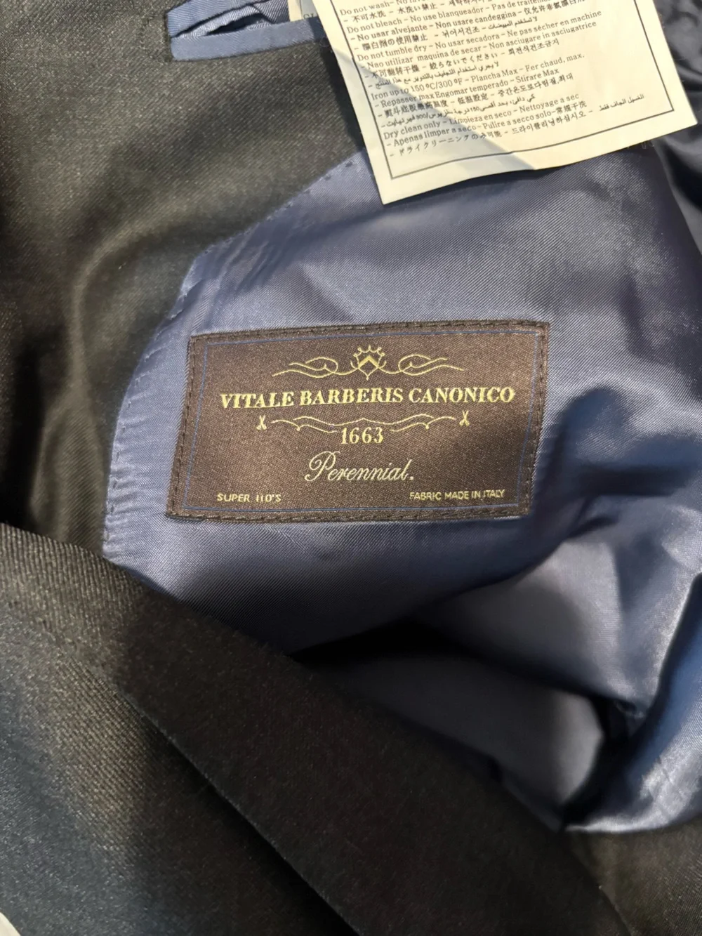 Suit Supply Vitale Barberis Canonico Wool  Dark Grey 2 Button Blazer Size 54