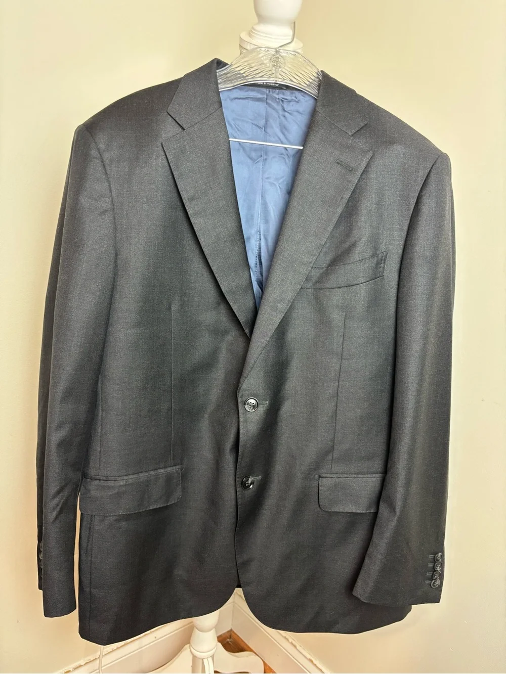 Suit Supply Vitale Barberis Canonico Wool  Dark Grey 2 Button Blazer Size 54