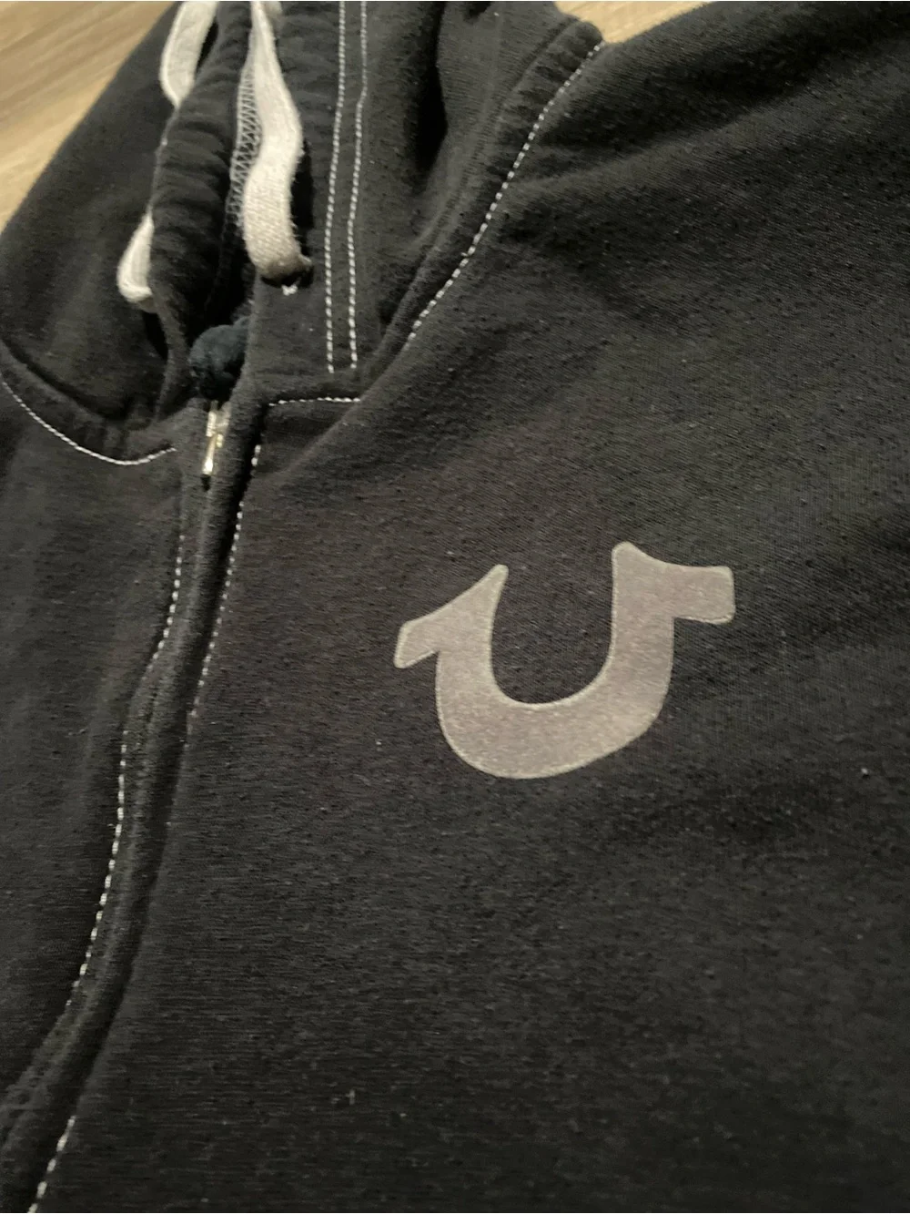 True Religion Black Full-Zip Hooded Sweatshirt
