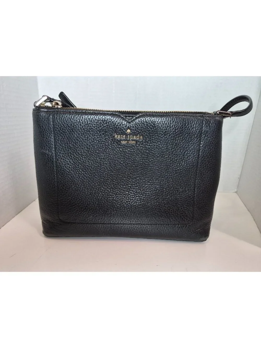 Kate Spade Black Pebbled Leather Shoulder Crossbody Designer City Casual Handbag