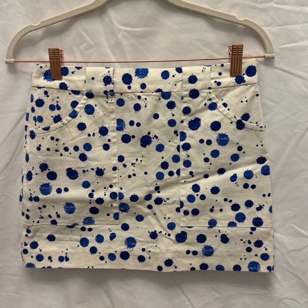 Kate Spade White and Blue Polka Dot Skirt