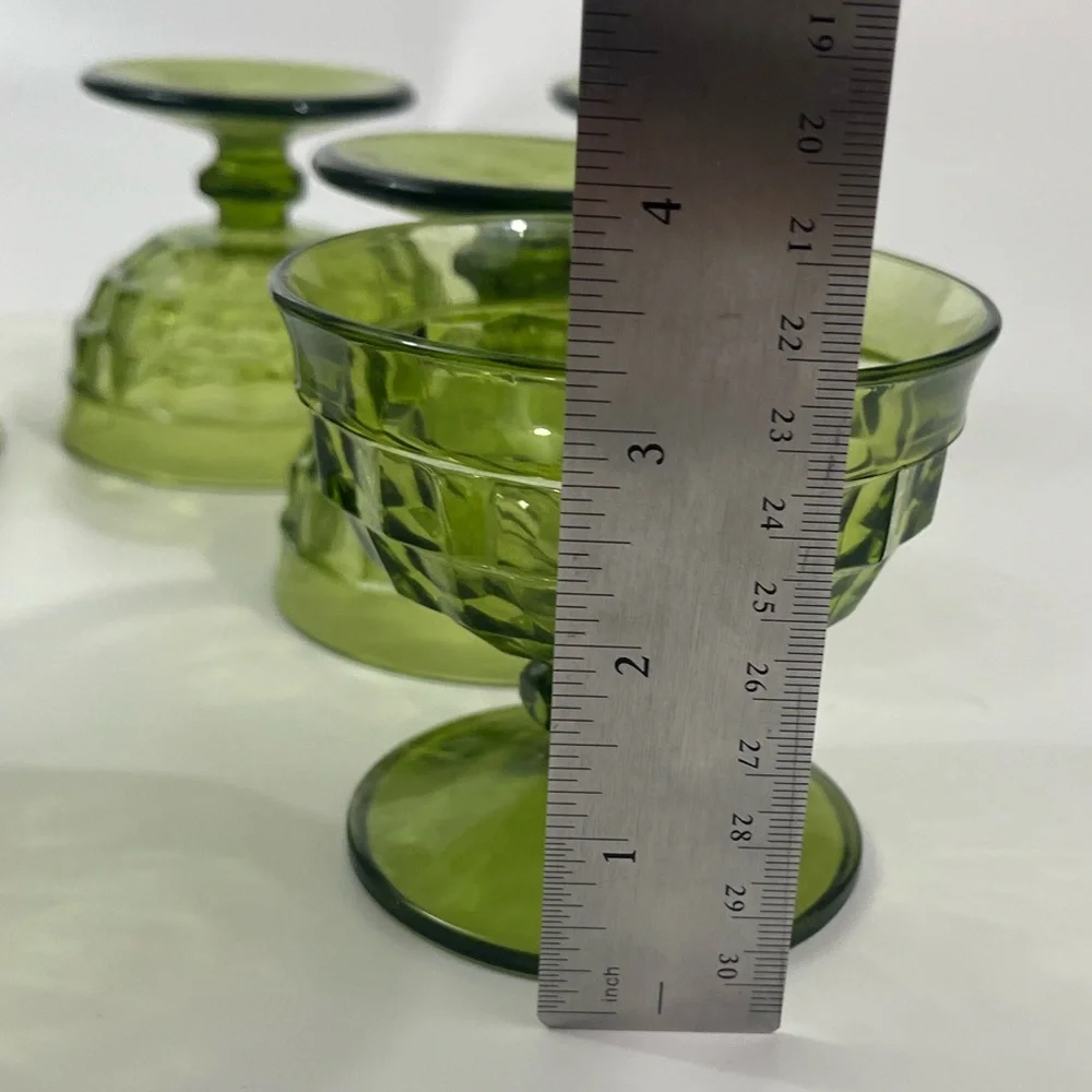 Indiana Glass Olive Green Compote Dessert Sherbet Goblets - Set of 6