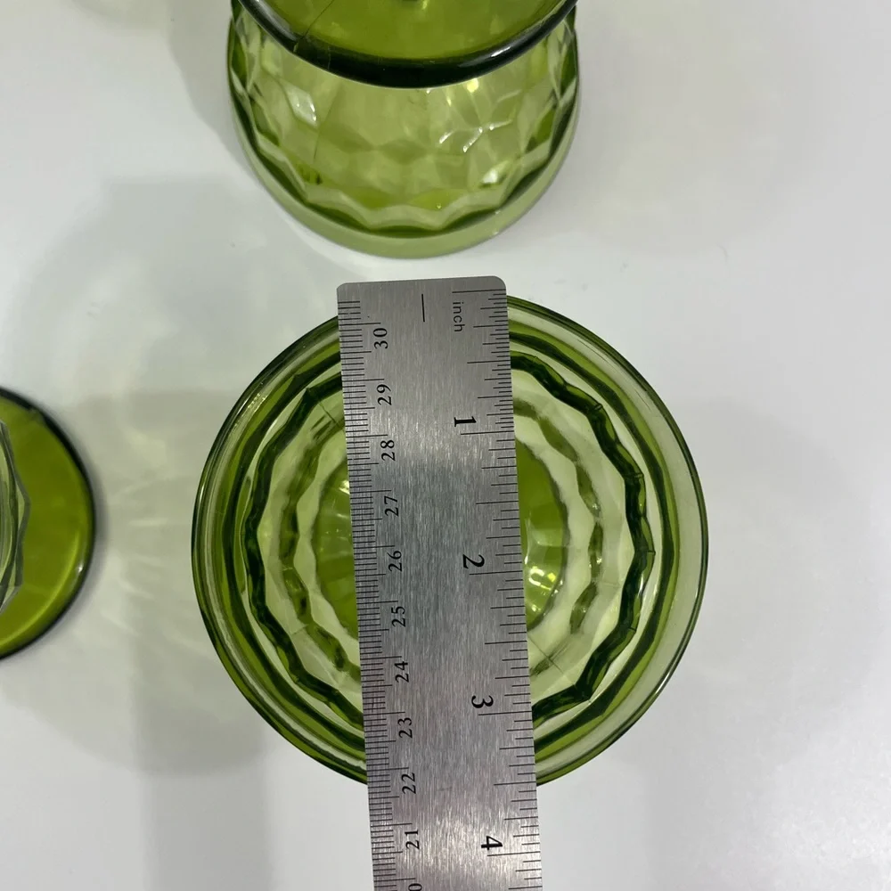 Indiana Glass Olive Green Compote Dessert Sherbet Goblets - Set of 6