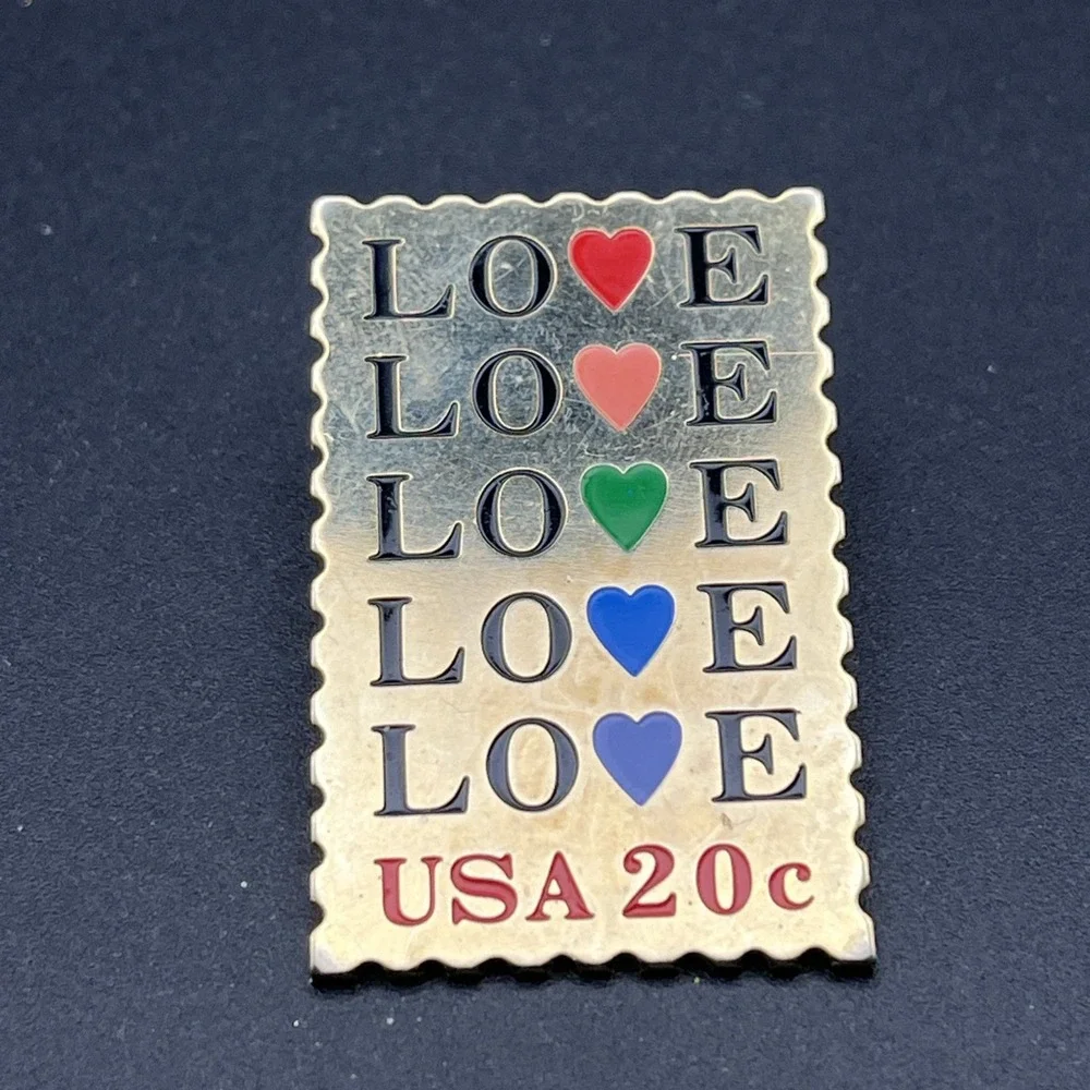USPS United States Postal Service Stamp Love Hearts Lapel Hat‎ Pin