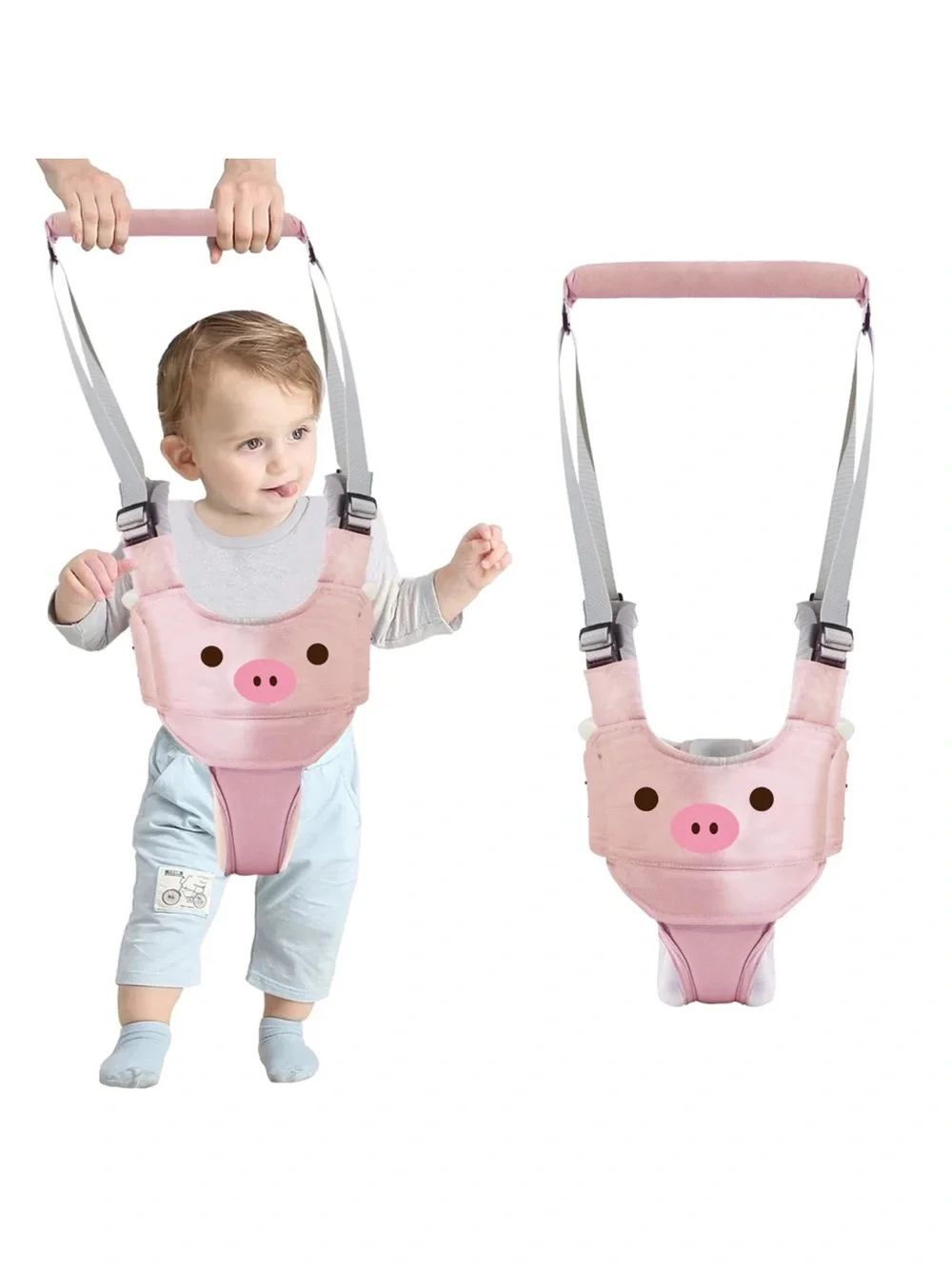 Baby Walking Harness Handheld Walker Assistant Belt Pink Pig Safety