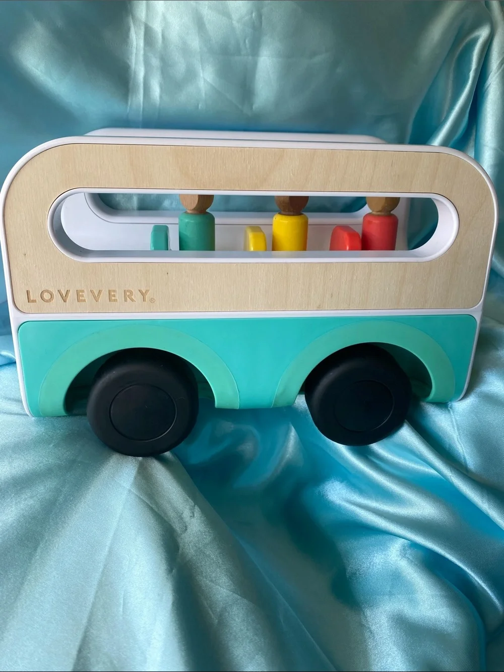 Lovevery Wooden Toy Bus with Colorful Pegs