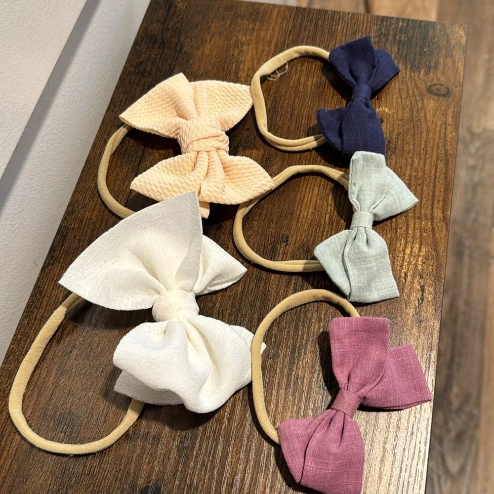 Variety Lot of 5 Stretchy Headband Baby Bows
